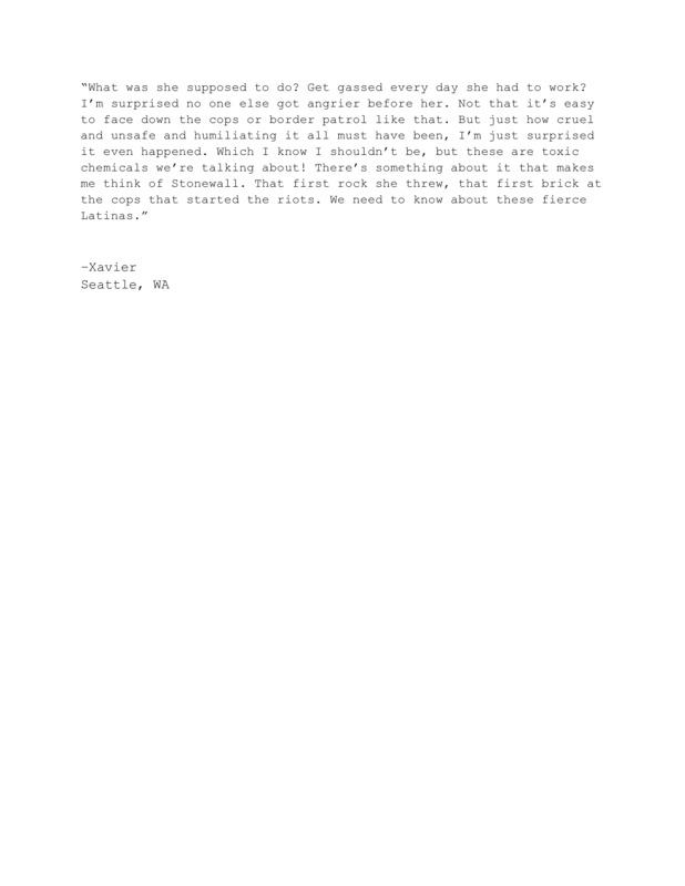 Response to Carmelita Torres' story