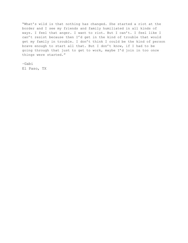 Response to Carmelita Torres' story