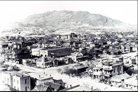View of city of El Paso with mountains