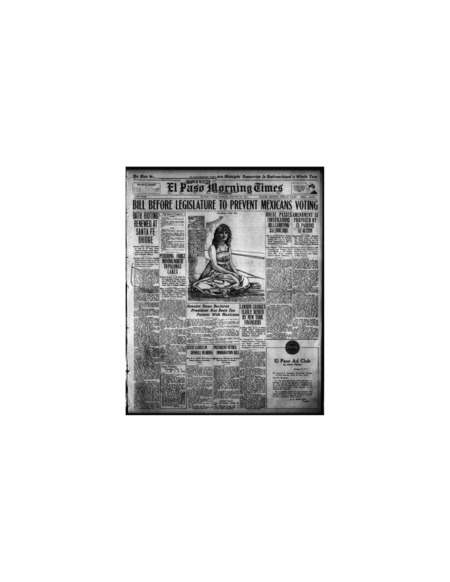 Newspaper article includes details that "Mexican officials are preparing to retaliate by declaring a quarantine against El Paso and requiring the bathingn of all Americans who cross to the Juarez side"